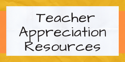 Teacher Appreciation Resources with Yellow and Peach background
